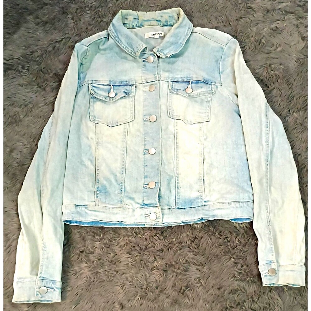 Vintage Y2K Refuge Women's Blue Button Front Long Sleeve Short Jacket  L